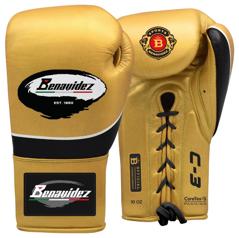 C3 Pro Lace-up Leather Gloves - Gold
