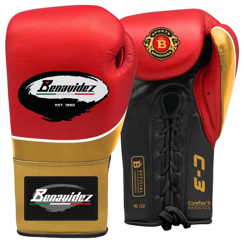 C3 Pro Lace-up Leather Gloves - Red and Black